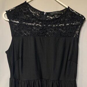 Women's Forever 21+ Size XL - Black Sleeveless Elastic Waist Lace Top Dress